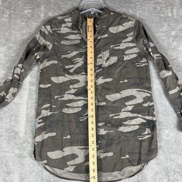 Express Women Small Camouflage Green Boyfriend Fit Long Sleeve Button Top‎ - Picture 5 of 6